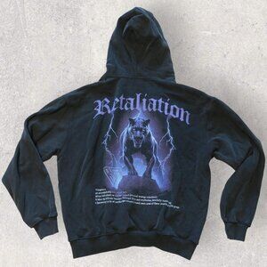 Retaliation Project Vengeance Hoodie Hooded Sweatshirt Faded Black Men's Large